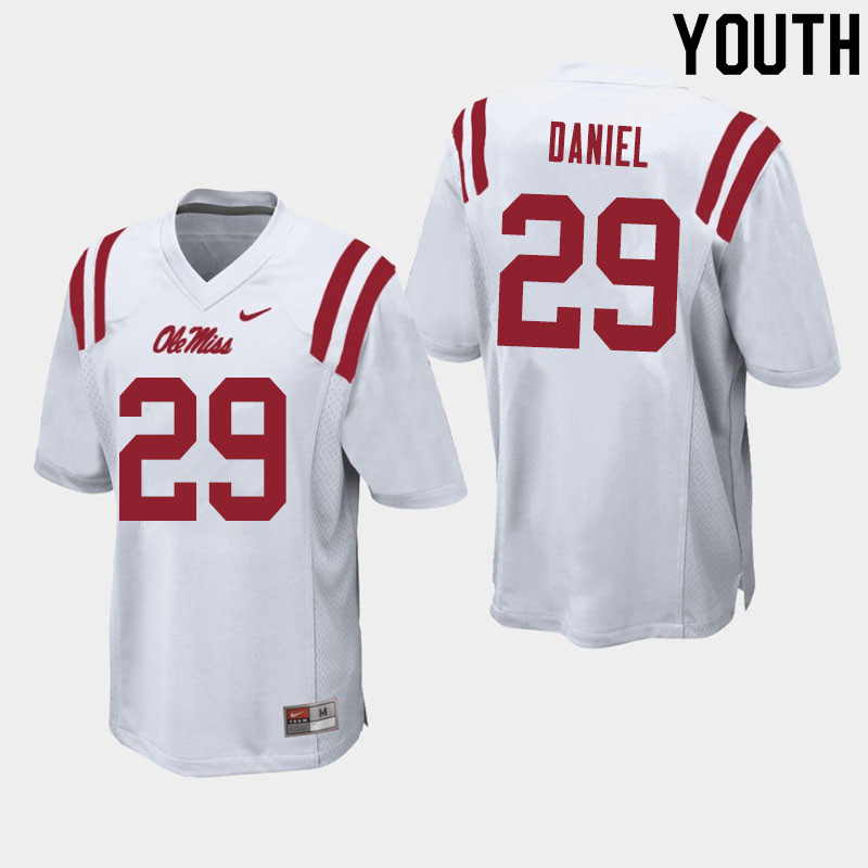 Lakevias Daniel Ole Miss Rebels NCAA Youth White #29 Stitched Limited College Football Jersey QTA1458RM